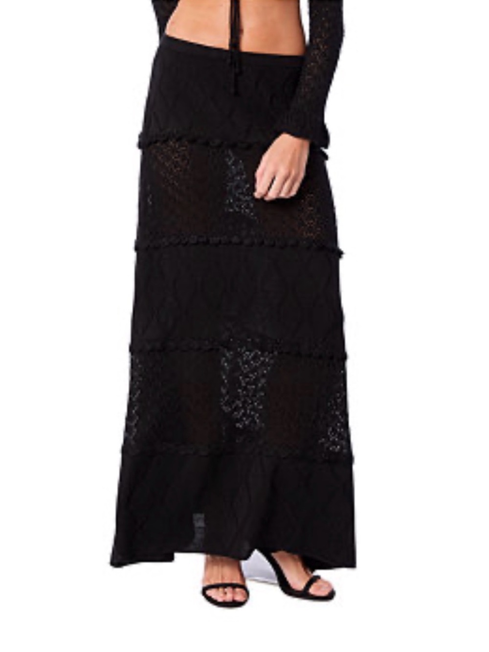 Solitaire brand black crochet maxi skirt size XS new with tags
